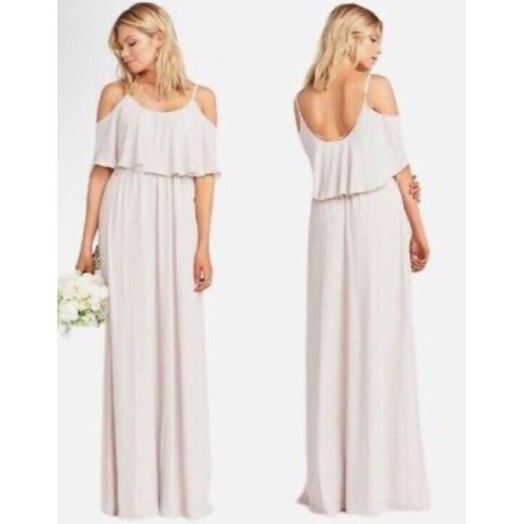 NWT Show Me Your MuMu Women's XXL Caitlin Ruffle Maxi Dress in Dusty Blush Crisp - Picture 2 of 10